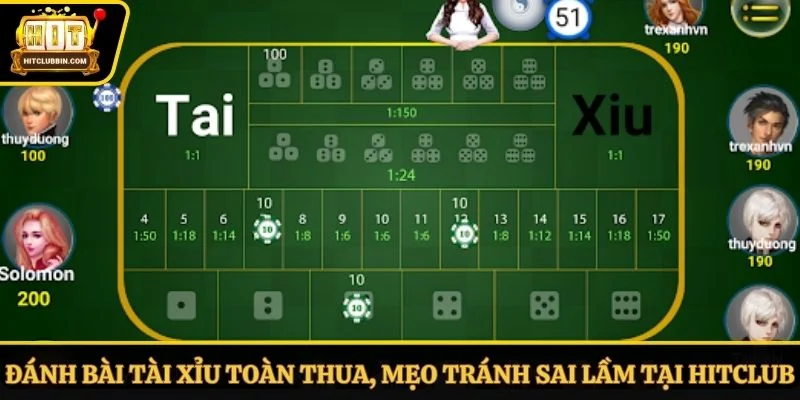 Đánh bài tài xỉu toàn thua