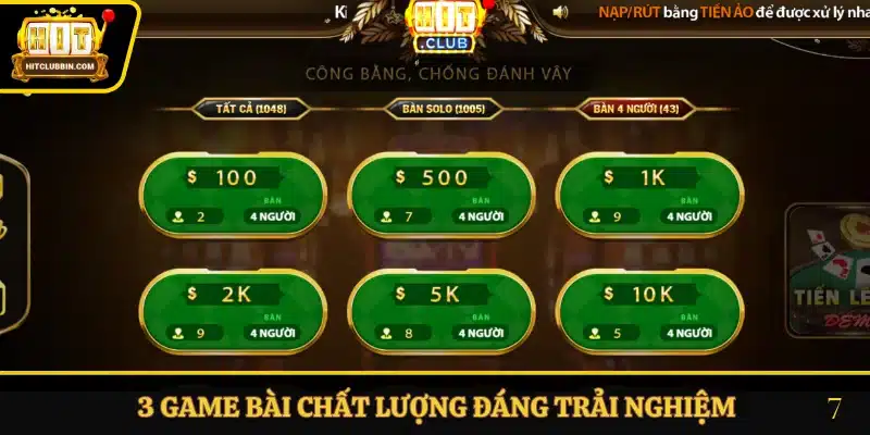Game Bài Hitclub 2 3 game bài chất lượng đáng trải nghiệm